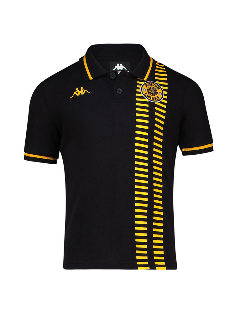 Kids Supporters Graphic Cotton Polo - Black