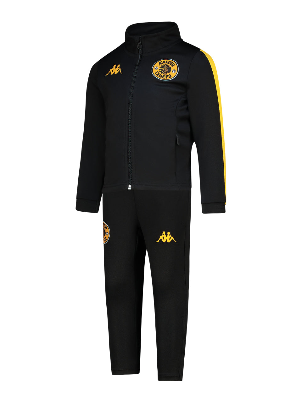 Kids Supporters Tracksuit - Black/Yellow Saffron