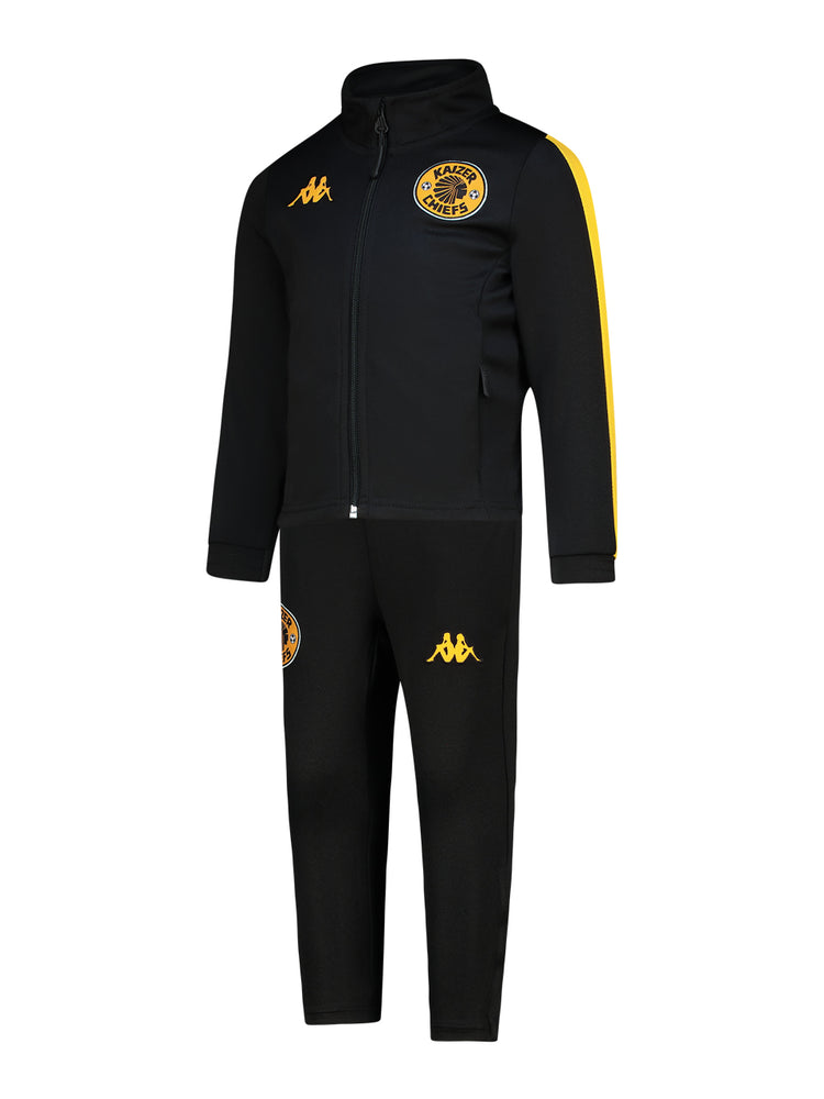 Kids Supporters Tracksuit - Black/Yellow Saffron