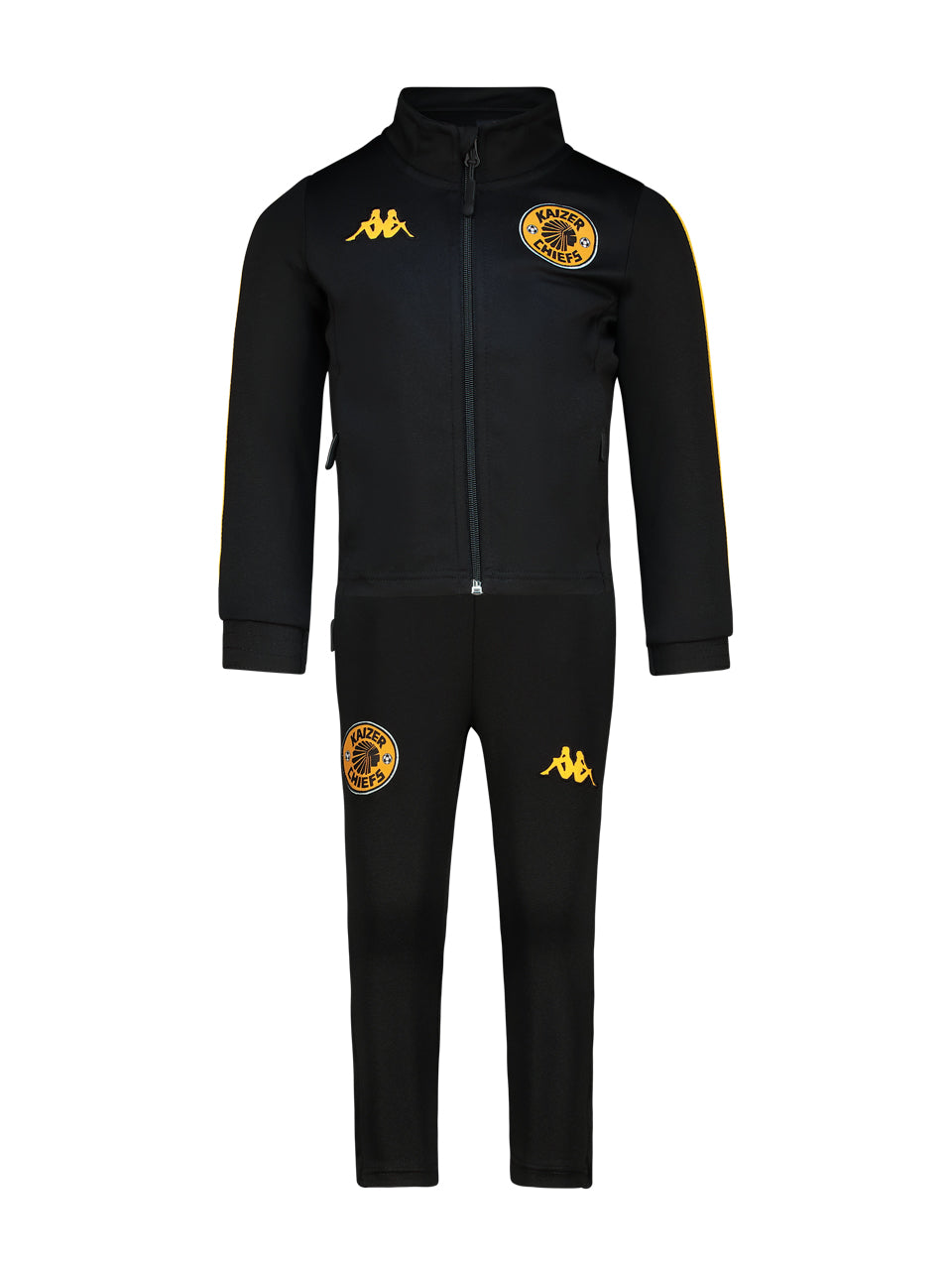 Kids Supporters Tracksuit - Black/Yellow Saffron